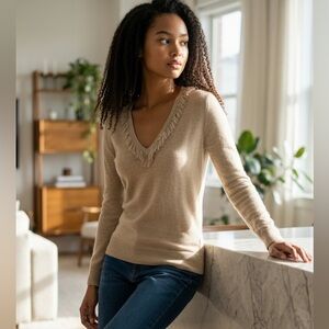 J. Crew Merino Wool Fringe Trim Sweater XS